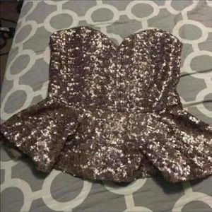 Gold sequins peplum top